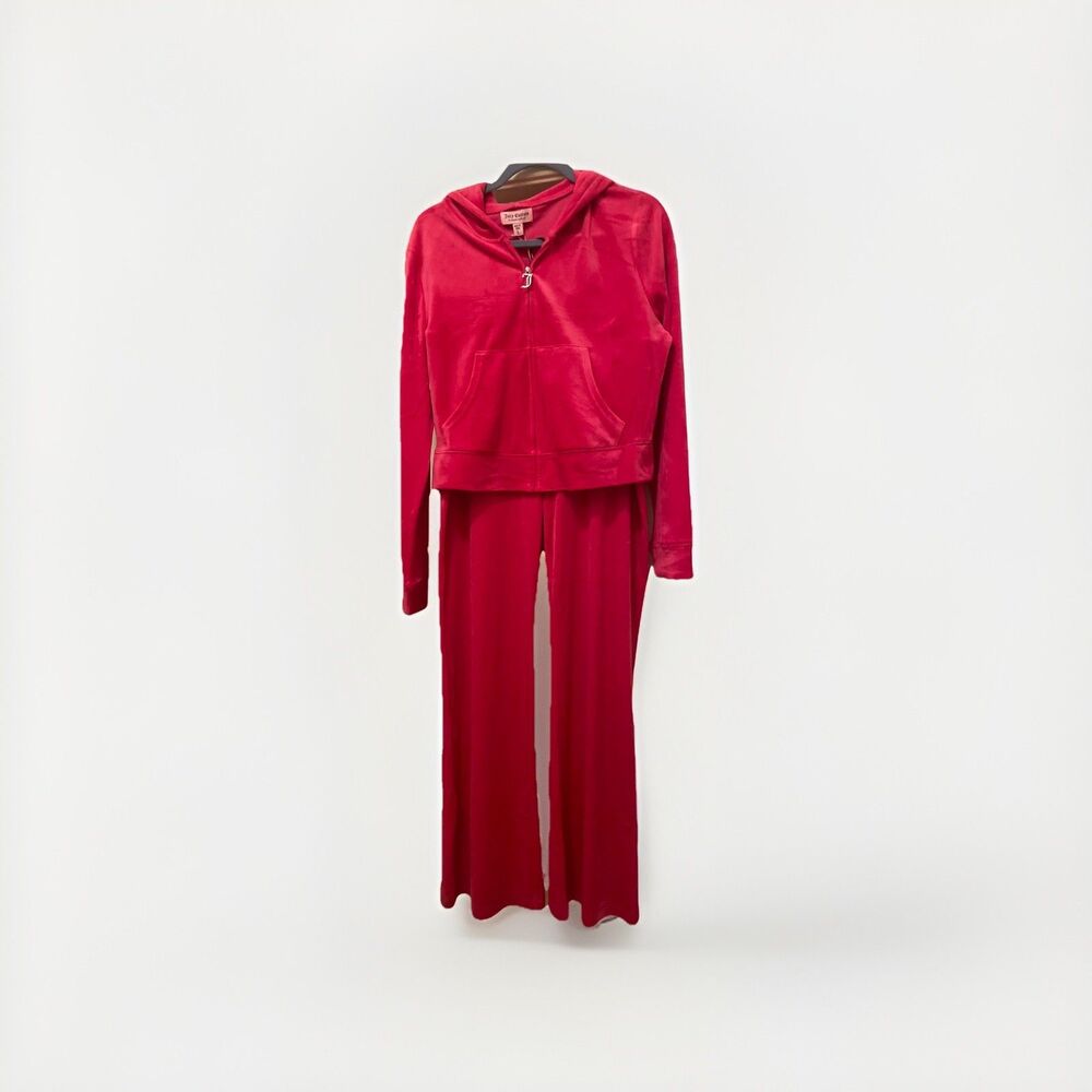NWT Juicy Couture Velour Tracksuit Set L Vixen Pink OG Bling Rhinestone Back Y2K
